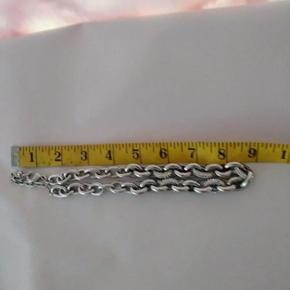 Silver Tone Rhinestone Chain Bracelet 9 In Womens Chunky Link Statement Jewelry
